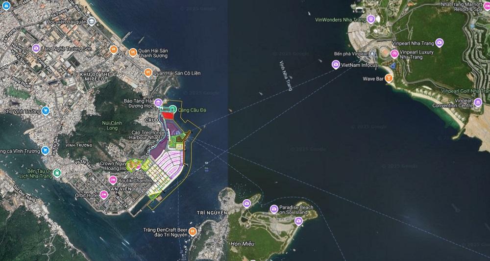 Vị trí Vinhomes Pearl Bay nằm ở phía Đông Nam TP Nha Trang